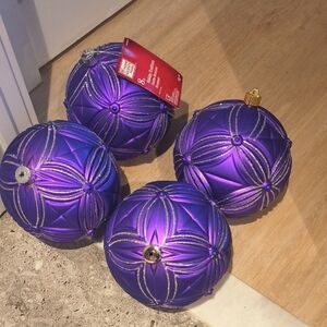 XL 8" Purple Xmas Ornament Balls